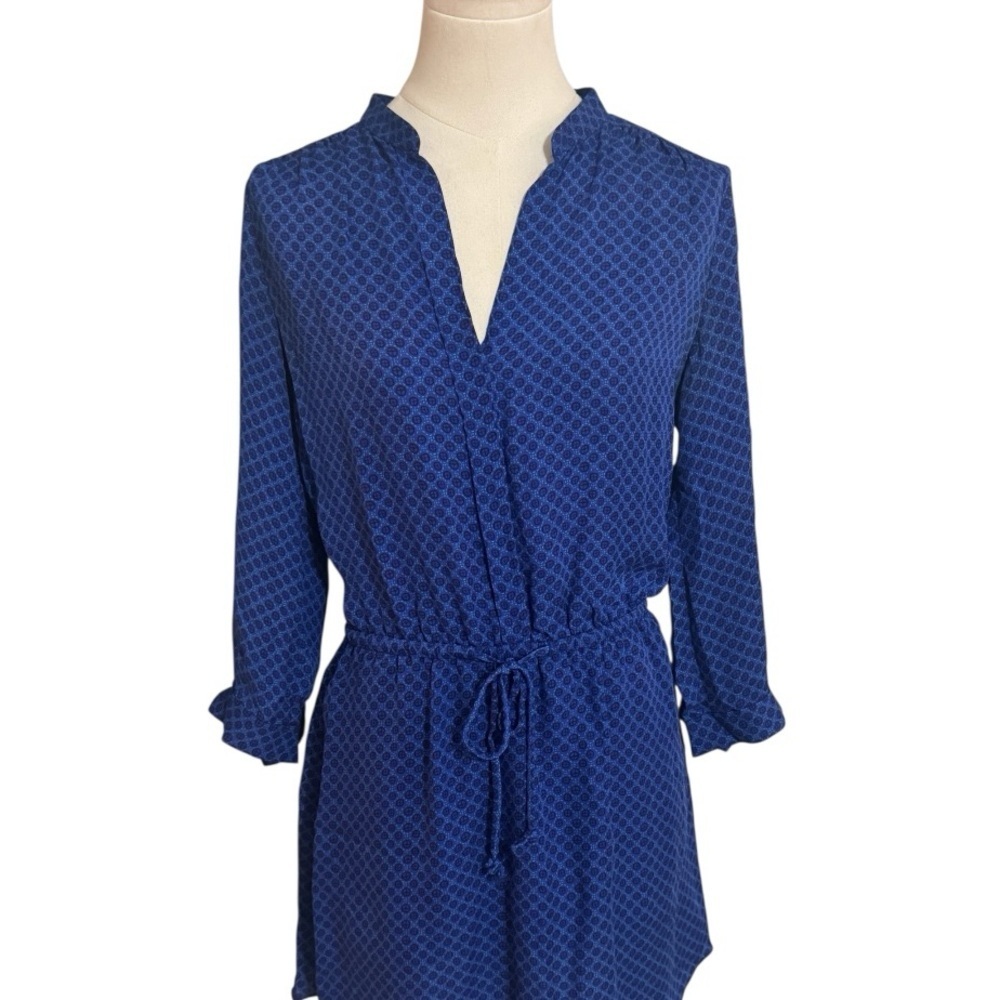BABATON Aritzia 100% Silk Bennett‎ Dress Blue Print Size Small Shirt Button Down - Picture 4 of 9